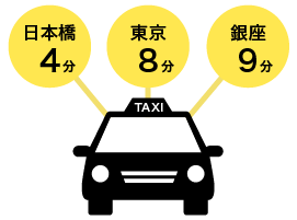 日本橋駅から4分、東京駅から8分、銀座駅から9分